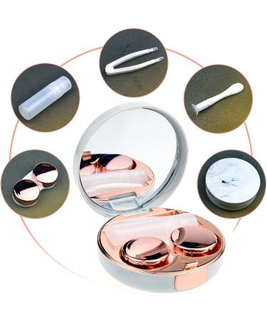 2-Piece Mini Contact Lens Container Set | Portable Travel Case with Mirror - Rose Gold & Silver - Buy Online on GoSupps.com