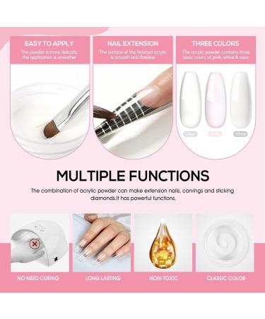 COSCELIA Acrylic Nail Kit with Lamp, 30ml Liquid, 3 Colors Powder, Electric Files - Professional 36 Colors Glitter Set for Beginners - Buy Online on GoSupps.com
