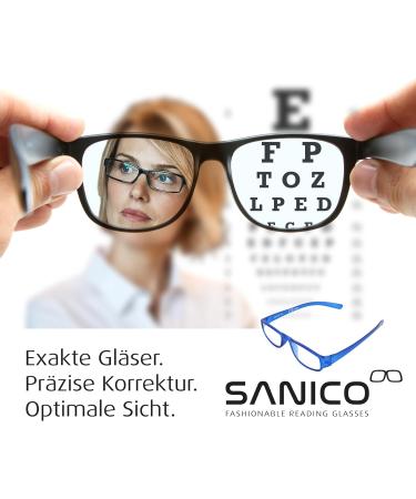 Sanico Fashionable Blue 1.5 Dioptria Reading Glasses - Unisex Optical Aid for Men & Women | Blue Light Blocking I Model Adige - Buy Online on GoSupps.com