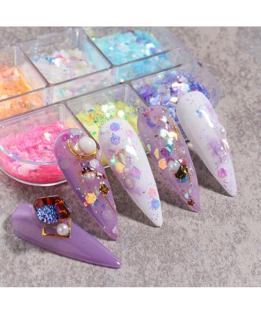 Holographic Luminous Nail Glitter Sequins - 6 Colors, Fluorescent 3D Sparkle, Shinning Confetti Manicure Tips Decorations - Buy Online on GoSupps.com