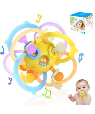 Orzbow Baby toys 0 3 6 months Montessori toys 1 year dental aid baby bite ring baby cooling bpa-free rattball gripball baby sensorik balls toys Kielzeuzen Baby for babies 0-18 months lemon yellow - Buy Online on GoSupps.com