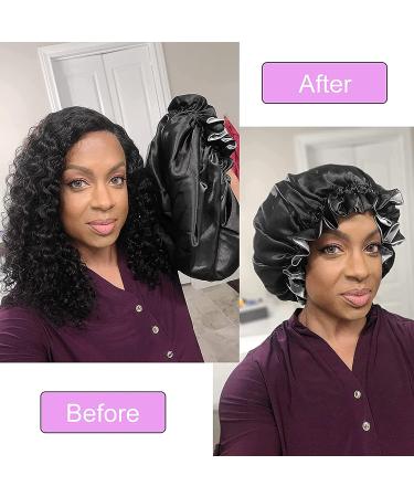 Luvruitaky X-Large Double-Layer Satin Bonnet for Black Women - Silk Sleep Bonnet for Natural Curly Hair - Buy Online on GoSupps.com