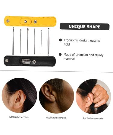 4-Piece Healeved Pick Tool Set in Metal Case for Ear Cleaning - Stainless Steel, Wear-Resistant, Portable and Convenient - Black/Yellow - Buy Online on GoSupps.com
