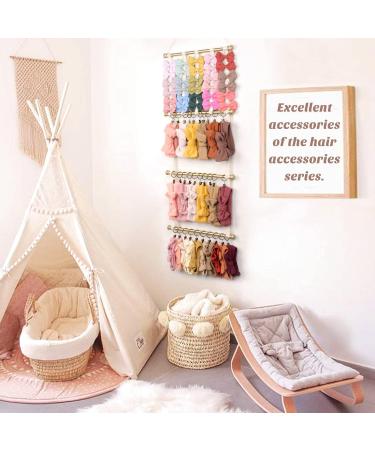 MOFASVIGI Headband and Bow Holder - Organize Baby Headbands with 30 Metal Clips - Wall, Door, or Closet Room Decor - Gold Finish - 40 x 14 Inch - Buy Online on GoSupps.com