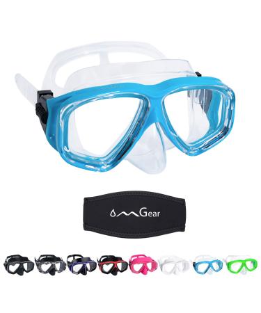 OMGear Swim Mask Dive Goggles Swimming Goggles with Nose Cover Snorkeling Gear Junior Adult Snorkel Mask for Scuba Diving Spearfishing Neoprene Strap Impact Resistance Aqua