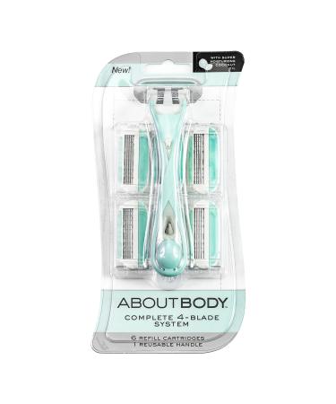 About Face Body Kai Complete 4-Blade Shaving System for Women Minimizes Nicks & Cuts Contains 9 Refill Cartridges & 2 Reusable Handles, 1 Count (Pack of 1)