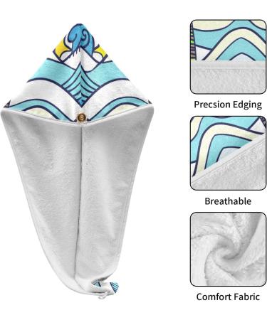 Sun Sea Coconut Tree Hair Towel 2 Pack | Super Absorbent Quick Dry Hair Turbans for Women & Girls - Buy Online on GoSupps.com