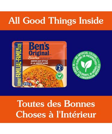 BEN'S ORIGINAL BISTRO EXPRESS Mexican Style Rice Long Grain Rice and Side Dish Family Size 490g Pouch Mexican Style Family Size 1 - Buy Online on GoSupps.com