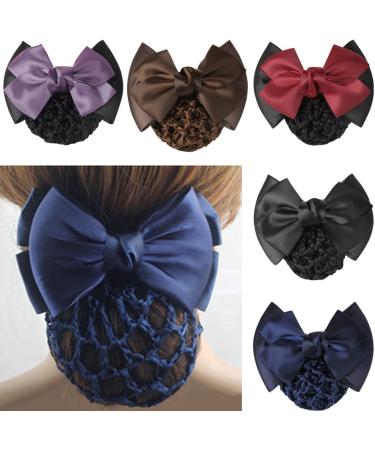 Gloryhonor Women Pro Bow Barrette Hair Clip Cover Bowknot Bun Snood Hairnet Hair Accessory - Purple - Buy Online on GoSupps.com