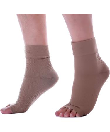 Doc Miller Compression Ankle Brace for Women & Men - Foot Arch Support, Neuropathy, Plantar Fasciitis Relief - Tan Skin Large - Buy Online on GoSupps.com
