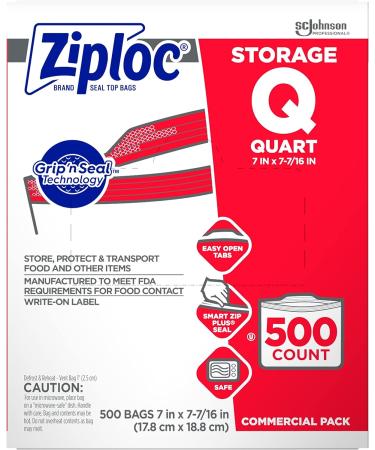 SC Johnson Ziploc Quart Food Storage Bags - 500 Count Medium with Grip 'n Seal Technology - Buy Online on GoSupps.com