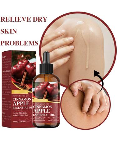 Apple Cinnamon Essential Oil Natural Scented Diffuser Oil with Dropper for Aromatherapy Natural Candle Making & Soap Making Scents Hair Care Face Skin Care & Body Massage for Home Office 3.53oz - Buy Online on GoSupps.com
