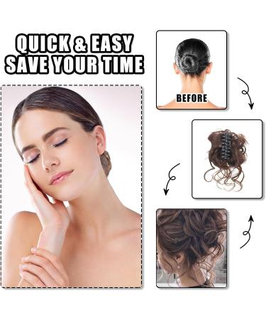 Long beard ball head wig bun grab clip Fluffy natural scrunchie bridal cocktail hairpin Messy Hair Bun Extensions Curly Wavy Hair Scrunchies claw Clip Messy Bun Hairpiece (Dark brown) - Buy Online on GoSupps.com