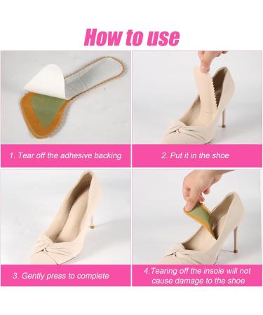 High Heel Inserts for Women - 2 Pairs Invisible Adhesive Cushion Insoles with Arch Support | Non-Slip Comfort Shoe Pads for Sandals Flats and Pumps (Beige - Buy Online on GoSupps.com