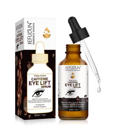 Caffeine Eye Serum  Eye Lift Serum with Vitamin C  Hyaluronic Acid  Collagen - Reduces Puffiness  Dark Circles  Under Eye Bags 1 oz / 30 ml