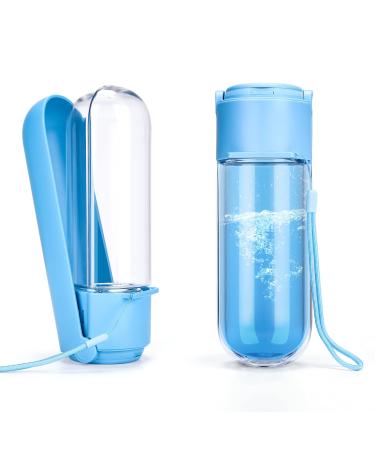 Pettom dog water bottle 420 ml portable foldable pet water bottle dog drinking bottle for on the go training travel and hiking - leak -proof & safe blue
