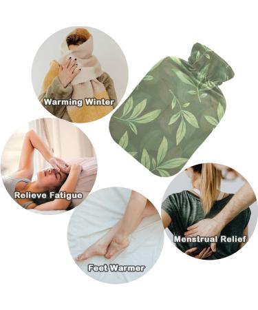 Naanle Hot Water Bottle - 1L Transparent Green Leaves | Pain Relief & Heat Therapy for Back Hands & Feet - Buy Online on GoSupps.com