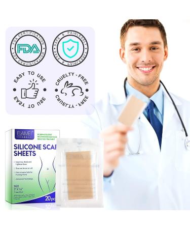 RTBYUE Silicone Scar Sheets - 20PCS for Scar Removal Treatment of Acne, Keloid, Surgery, C-Section, Burn, Tummy Tuck - Buy Online on GoSupps.com