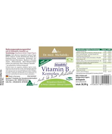 Vitamin B Complex Dr. med. Michalzik - All B Vitamins + Beatin Cholin & Myo-Inositol - Bioactive Form - No Additives - Biotikon | Shop Internationally - Buy Online on GoSupps.com