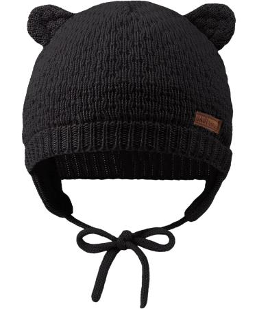 XIAOHAWANG Baby Earflap Beanie Hat - Soft Knit Bear Design, Black - 0-6 Months - Buy Online on GoSupps.com