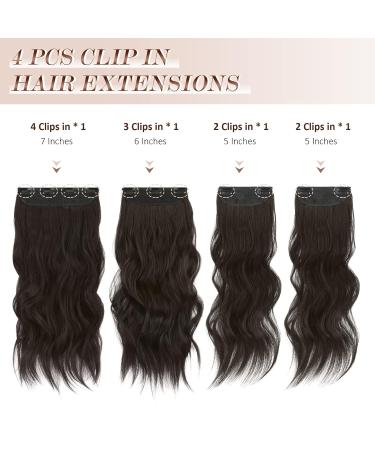 Feshfen Clip-In Hair Extensions - 4PCs 50cm Wavy Synthetic Hair 180g Black-Brown Full-Head Volume for Women - Buy Online on GoSupps.com