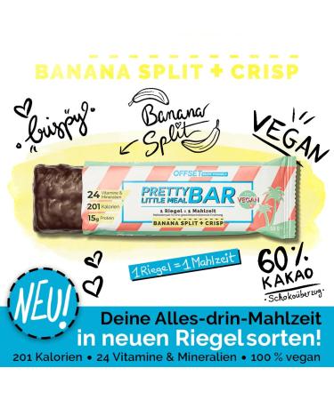 Pretty Little Meal Bar Banana Split & Crisp - Delicious 201 Cal Protein Bar by Offset Nutrition | 6-Pack with Dark Chocolate & Banana Flavor - Buy Online on GoSupps.com