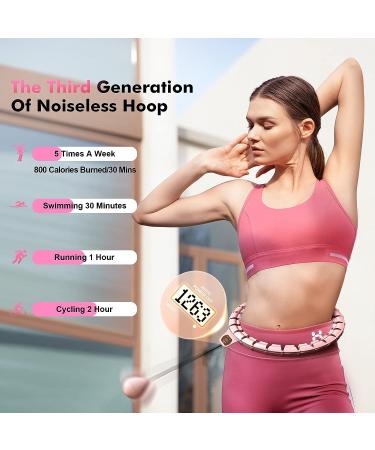 UNTIL Weighted Hula Fit Hoop Plus Size for Adults - 3rd Gen Noiseless Fitness Hoop with Counter - 26 Detachable Links - 2-in-1 Abdominal Fitness Massage - Pink - Buy Online on GoSupps.com