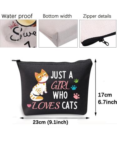 Cat Gifts Make-Up Bag | Just A Girl Who Loves Cats | Perfect Cosmetic Bag for Cat Lovers | Ideal Gifts for Women & Cat Owners | Black Cat Travel Bag - Buy Online on GoSupps.com