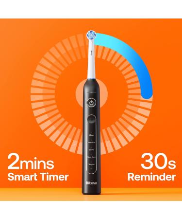 Bitvae R2 Rotating Electric Toothbrush for Adults with 8 Brush Heads Travel Case 5 Modes Rechargeable Power Toothbrush with Pressure Sensor 3 Hours Fast Charge for 30 Days Black Black 1 Pack - Buy Online on GoSupps.com