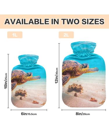 Soft Velvet Heat Bottle with Hawaiian Sea Turtle - 1L Warming Bag for Pain Relief Hot & Cold Compress Body Bed Warmer - Buy Online on GoSupps.com