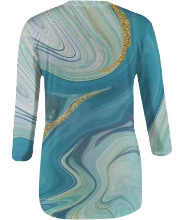 oelaio Womens 3/4 Sleeve Tops Trendy Casual Summer Cute Print Round Neck T Shirts Fashion 2023 Loose Blouses Plus Size Tunics Sky Blue Medium - Buy Online on GoSupps.com