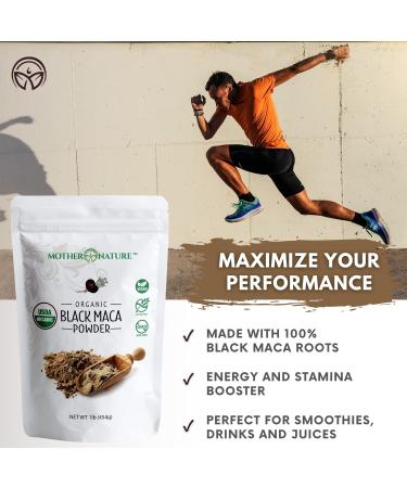 Mother Nature Organics Black Maca Powder 1 lb - Gelatinized for Enhanced Absorption - Fresh Harvest from Peru - Non-GMO, Vegan, Gluten-Free - Buy Online on GoSupps.com