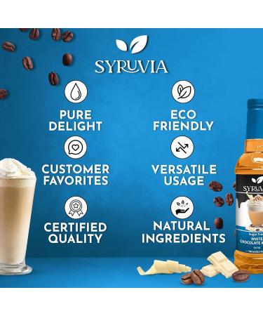 Syruvia Sugar-Free White Chocolate Mocha Coffee Syrup - 25.4 fl oz Premium Coffee Flavoring Syrup - 0 Calorie- Kosher Coffee Syrups Gluten Free Perfect for Drinks Soda Shakes Desserts and More. - Buy Online on GoSupps.com