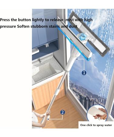 Spray Window Cleaning Squeegee Kit with Sewage Collector and 3 Pads 4 in 1 Window Cleaner Squeegee with Extension Pole Shower Door Squeegee for Bathroom Window Mirror Tile Wall - Buy Online on GoSupps.com