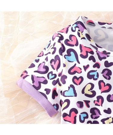 Girls Summer Dresses - Short Sleeve Dinosaur Leopard Print A-Line Toddler Outfit | A-purple 3-4T - Buy Online on GoSupps.com