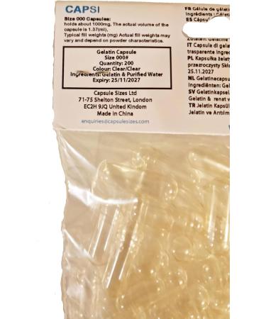 200 Count Size 000 Clear Gelatin Capsules - Empty Clear/Clear Capsules - Buy Online on GoSupps.com