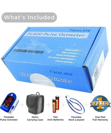 FaceLake FL400 Fingertip Pulse Oximeter with Carrying Case - Blue - Buy Online on GoSupps.com