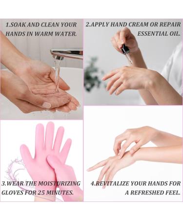 Moisturizing Silicone Spa Gel Gloves for Dry Hands | Reusable Sleeping Gloves - 3 Pairs in Pink Yellow White - Buy Online on GoSupps.com