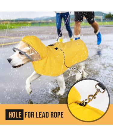 Lukovee Dog Raincoat with Clear Hood & Reflective Rim - Adjustable Waterproof Jacket for Dogs - Yellow - Size Large - Buy Online on GoSupps.com