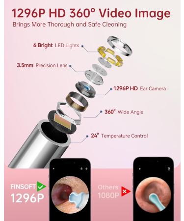 Premium Ear Wax Removal Tool Camera - 1296P HD 6 LED Lights & 10 Picks for iOS/Android - Coral Pink - Buy Online on GoSupps.com