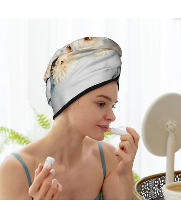 Super Absorbent Pumpkin & White Marble Microfiber Hair Towel Wrap | Quick Dry Coral Velvet for Long Curly & Thick Hair | Women s Hair Care Essentials - Buy Online on GoSupps.com