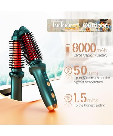 Cordless Portable Curling Iron Brush for Women | Instant Hair Curler & Styler with Tourmaline Ceramic Barrel - Perfect for Travel (Blue - Buy Online on GoSupps.com