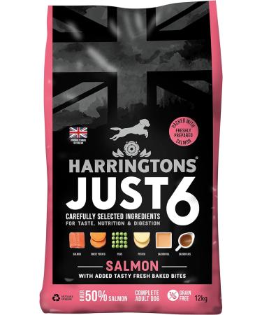 Harringtons Just 6 Salmon & Veg Complete Grain Free Dry Dog Food With Added Tasty Fresh Baked Bites 12kg Salmon 12 kg (Pack of 1) - Buy Online on GoSupps.com