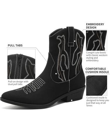 ANJOUFEMME Women's Western Cowboy Cowgirl Mid-Calf Embroidered Boots - Black - Buy Online on GoSupps.com