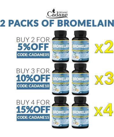 Organic Cadane Bromelain Capsules 10050mg - 2 Packs (120 caps) | Best Quality Supplements - Buy Online on GoSupps.com