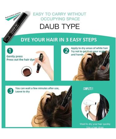Disposable Coloring Agent To Cover Gray Hair No-Wash Complementary Color Pen Semi-permanent Root Hair Coloring Disposable Hair Dye Stick Hair Root Touch Up Hair Dye Pen for Home 20ml (Dark Brown) - Buy Online on GoSupps.com
