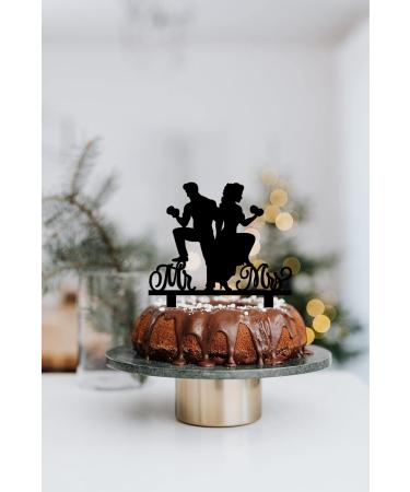 Dumbbell Wedding Cake Topper - Fitness-loving Groom and Bride Exercising with Dumbbells - Fitness Wedding Cake Topper for Wedding Anniversary and Bridal Shower Party Decor - Buy Online on GoSupps.com