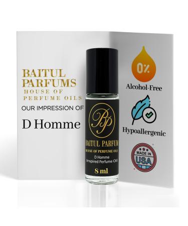 ASMARKET Comparable to D Homme Original Alcohol-Free Perfume Oil 8ml Travel Size Roll-On Glass Bottle Long Lasting Fragrance 98% True-to-Scent Clean Scent Perfume Main Accords - Spicy Citrus