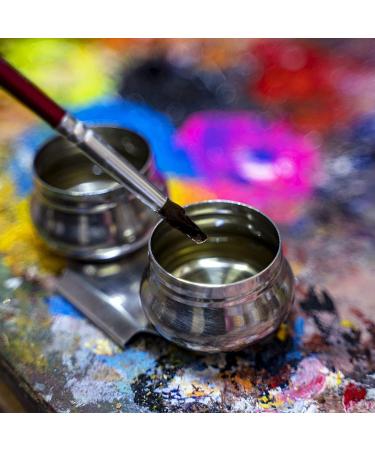 Stainless Steel Large Mouth Double Dipper Palette Cups with Lid - Portable Oil Painting Cleaning Container Cup Pots - Artist Paint Brush Washer - Silver - Buy Online on GoSupps.com