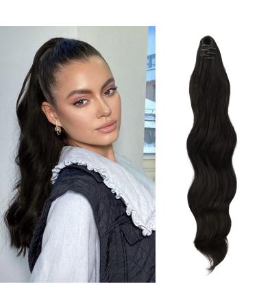 Fine ponytail extensions clip 50 cm hair extensions braid long ponytail hair part clip corrugated extensions brown darkest brown ponytail hair extension for women women 50 cm black brown